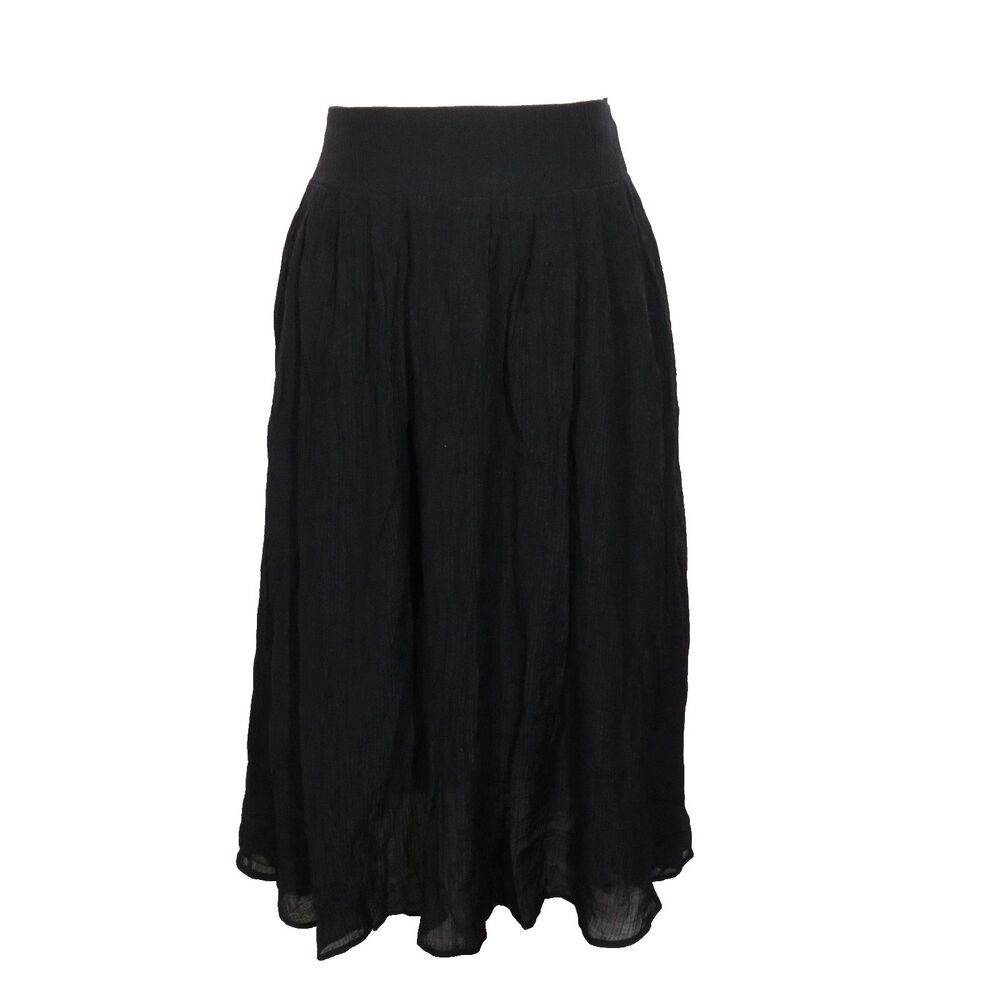 Halara Black Flowy Crinkle Tie Waist Midi Skirt With Pockets Size Small